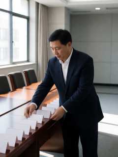 区政府三楼会议室，许卫东摆完最后一排席卡