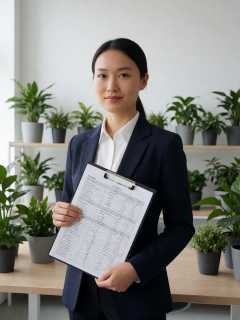 验收单上三十七盆绿植，何雯数出六个品种