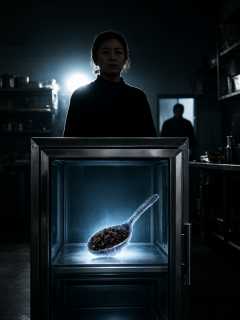 幸福食堂留样柜里，刘桂芳冻了九十天的半勺菜